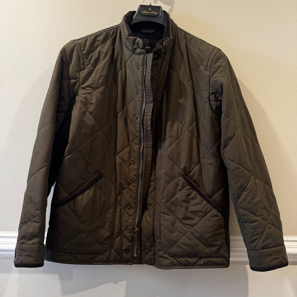 J.Crew Sussex quilted jacket M Deep Olive green Primaloft